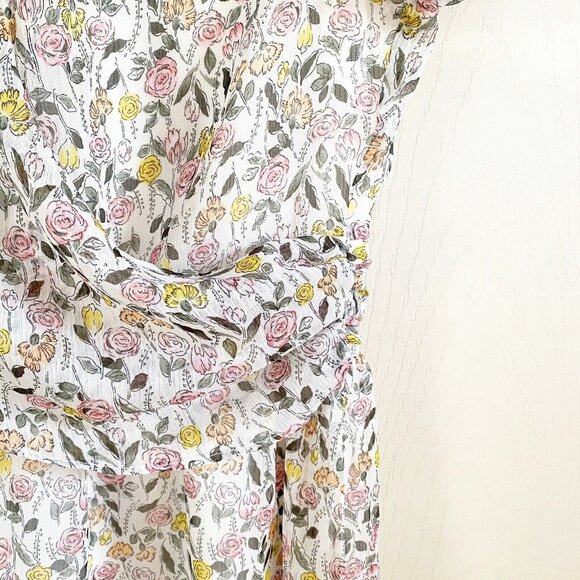 Sam Edelman Ruffle Sleeve Patterned Drape Floral Dress - Picture 13 of 14